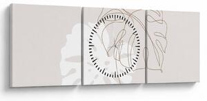 Obraz - Line art monstera N⁰2 (s hodinami) (90x30 cm)