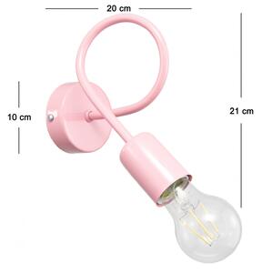 Light for home - Nástěnné moderní kovové světlo v růžové pastelové barvě 1001/1PR MONDO, 1xE27/60W, pastelová růžová, 1x60W, E27, pastelová růžová