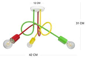 Light for home - Závěsné svítidlo 1001/3M6 MONDO, 3xE27/60W, zelená, červená, žlutá, 3x60W, E27, zelená, červená, žlutá