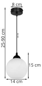 Light for home - Moderní závěsné svítidlo na lanku ELIZA 1987/1, 1x60W, E27, Černá