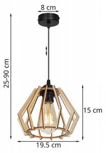 Light for home - Nastavitelná závěsná lampa s jedinečným charakterem TIMBER 2360/1, 1x60W, E27, Černá