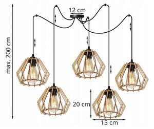 Light for home - Originální dřevěná lampa Spider ve stylu Boho SPIDER TIMBER 2360/4, 4x60W, E27, Černá