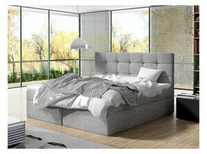 Boxpringová postel 160x200 CAROLA - světlá šedá + topper ZDARMA