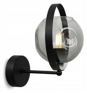 Light for home - Loftové nástěnné svítidlo se skleněným stínidlem ve tvaru koule RING RIO 2350/K/G LH031, 1x60W, E27, Černá
