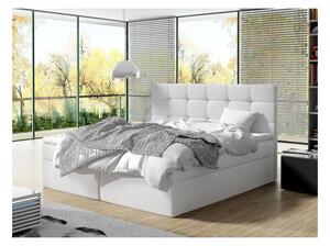 Boxpringová postel 140x200 CAROLA - bílá + topper ZDARMA