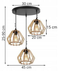 Light for home - Nastavitelná dřevěná lampa s geometrickými stínidly TIMBER 2360/3/OW, 3x60W, E27, Černá