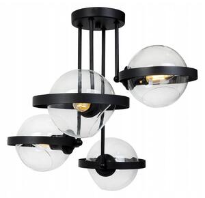 Light for home - Dekorativní lampa se skleněnými foukanymi svítidly RING 2340/4/B, 4x60W, E27, Černá