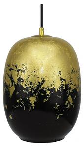 Light for home - Závěsné svítidlo se stínítkem z foukaného skla v černé barvě se zlatým zdobením 19603 "Marble"made in Italy, 1x60W, E27