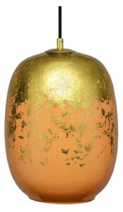 Light for home - Závěsné svítidlo se stínítkem z foukaného skla v oranžové barvě se zlatým zdobením 19603 "Marble "made in Italy, 1x60W, E27, Černá
