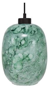 Light for home - Závěsné svítidlo se stínítkem z foukaného skla v barvě zelená melanž 19603 "Marble "made in Italy, 1x60W, E27, Černá