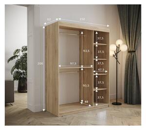 Šatní skříň s posuvnými dveřmi 150 cm TALIA - bílá / šedá