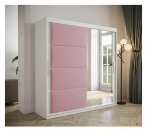 Šatní skříň s posuvnými dveřmi 200 cm TALIA - bílá / růžová