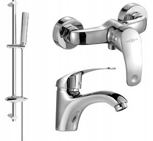 Jednopáková nástěnná vanová a sprchová baterie Mexen Fabia, stříbrná
