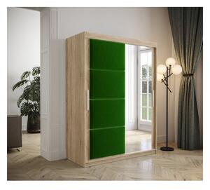 Šatní skříň s posuvnými dveřmi 150 cm TALIA - dub sonoma / zelená