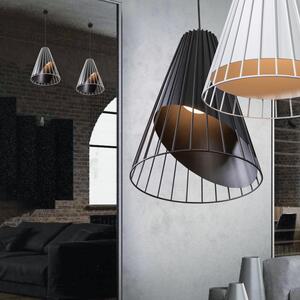 Light for home - Závěsné svítidlo "STRONG" s nastavitelnou výškou a originálním kuželovitým kovovým stínidlem - černé/bílé, 1x60W, E27, Černá + bílá
