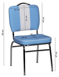 Retro Židle Elivis Modrá/bílá