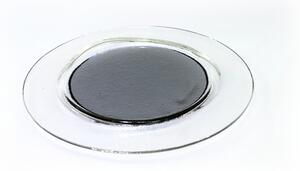 Kulatý servírovací tác čirý se šedým středem Průměr: 27cm