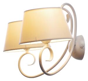 Light for home - Nástěnné svítidlo 20502 "JANET", 2x60W, E27, bílá, zlatá, patina