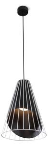 Light for home - Závěsné svítidlo "STRONG" s nastavitelnou výškou a originálním kuželovitým kovovým stínidlem - černé/bílé, 1x60W, E27, Černá + bílá