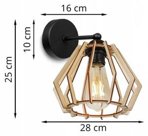 Light for home - Nástěnné svítidlo s dřevěným stínidlem ve skandinávském stylu TIMBER 2360/K, E27, Černá
