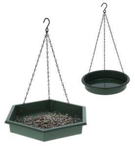 Závěsné krmítko + napajedlo pro ptáky Duo, 45x28 cm+43x25 cm, plast, zelená