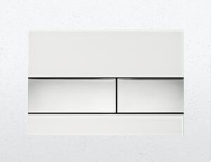 Splachovací tlačítko duální TECEsquare 220x150 mm sklo bílá/chrom lesklý