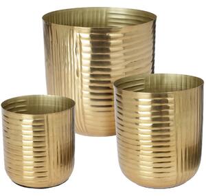 KOVOVÝ KVĚTINÁČ GOLDEN SADA 3KS 24X22 CM+21X19 CM+16X16 CM ZLATÁ