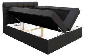 Boxpringová manželská postel 140x200 CLARA - černá ekokůže + topper ZDARMA