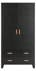 Černá šatní skříň z borovicového dřeva 94x180 cm Dian - WOOOD