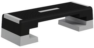 SPORTNOW Nastavitelný výškový steper s odnímatelnými schůdky a protiskluzovou základnou, aerobní schod v ABS, 97x36x15/20/25 cm, Šedá | Aosom