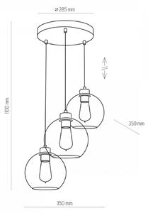 Light for home - Závěsné svítidlo 2832 CUBUS GRAPHITE, 3 x E27 Max 60W, kolo, 3xE27 Max 60W, E27, Černá