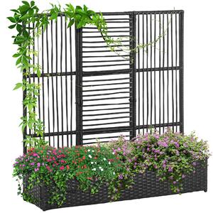 Vyvýšený záhon Outsunny s treláží v ratanovém stylu, 103 x 103 x 29 cm - černý | Aosom