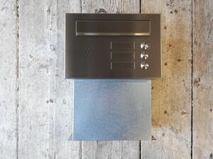 Poštovní schránka pro zazdění hl. 20 cm - NEREZ, 1 x zvonek, 1 x jmenovka, 1 x příprava pro audio