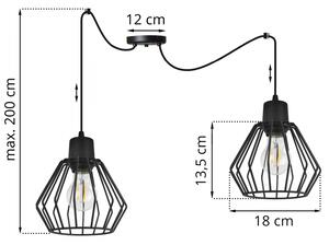 Light for home - Závěsné svítidlo na nastavitelných kabelech SPIDER NUVOLA 2502-2, 2x60W, E27, Černá