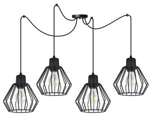 Light for home - Závěsné svítidlo na nastavitelných kabelech SPIDER NUVOLA 2502-4, 4x60W, E27, Černá