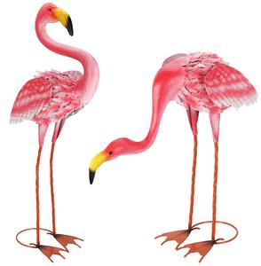 Zahradní kovová figurka Flamingo, sada 2ks, 65 cm, růžová