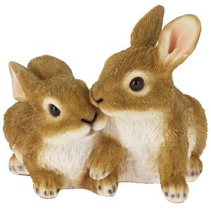 Zahradní figurka z polyresinu Rabbits, 16x14 cm, hnědá