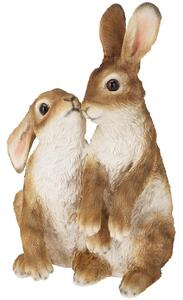 Zahradní figurka z polyresinu Rabbit Duo, 28 cm, hnědá