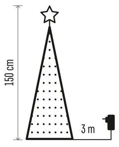 EMOS LED vánoční stromek se světelným řetězem a hvězdou 150cm D5AA02