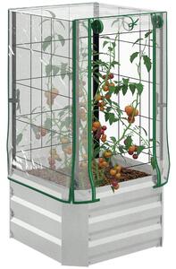 Vyvýšený zahradní záhon s treláží Outsunny, 53 x 53 x 90 cm pro zahradu, balkon a terasu, květináč pro popínavé rostliny, košíkové rostliny a květiny