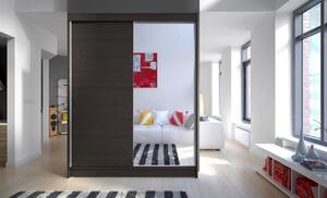 Zrcadlová šatní skříň CHANNA 1 - šířka 150 cm, čoko