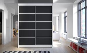 Šatní skříň CHANNA 4 - šířka 150 cm, bílá / černá