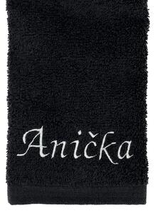 Domovi Malý černý ručník s vlastním textem 30 x 50 cm