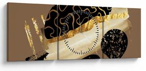 Obraz - Abstrakce golden brown N⁰3 (s hodinami) (90x30 cm)