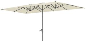 Outsunny Dvoulitrový slunečník s kličkou 451 x 264 cm, UV ochrana 50+, větruodolný zahradní slunečník, balkonový slunečník, hliníkový tržní slunečník