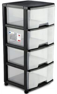 Plastový regál na kolečkách univerzální se 4 zásuvkami Curver 4x20L černý