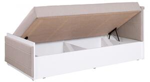Jednolůžková postel s matrací 90x200 BROKEN - bílá / dub artisan / černá
