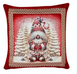 Luxusní vánoční gobelínový povlak na polštář s vánočním skřítkem a zlatou lurexovou nití Barva Vícebarevná Rozměry 42x42 cm