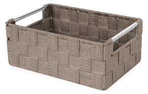 Compactor úložný košík s kovovými madly STAN - S, tkané pásky, 25 x 17 x 10 cm, taupe