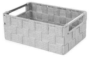 Compactor úložný košík s kovovými madly STAN - S, tkané pásky, 25 x 17 x 10 cm, šedý